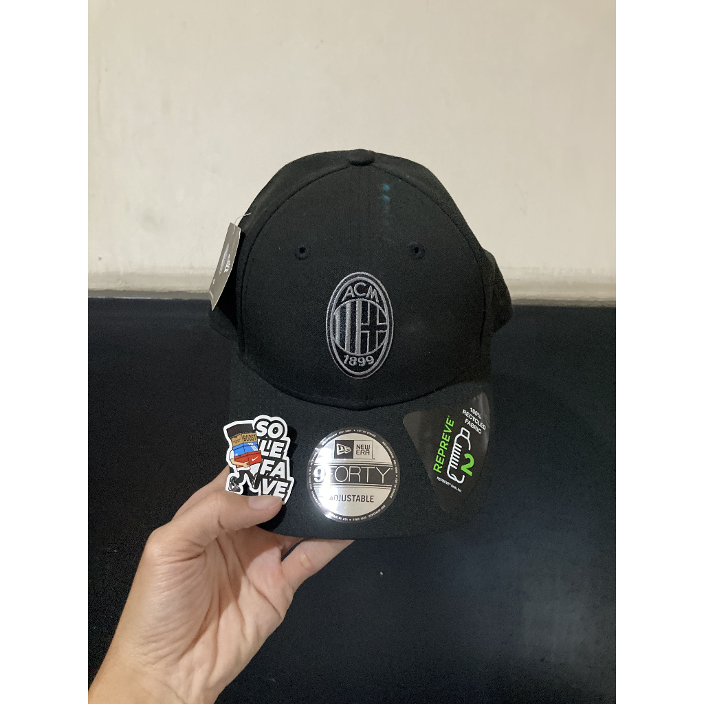 TOPI NEW ERA 940 x AC MILAN REPREVE STRAPBACK BLACK ORIGINAL NO BOX
