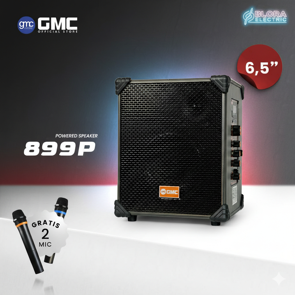 Speaker Portable GMC 899P Bluetooth Karaoke Free 2 Mic Wireless Support Guitar Original new