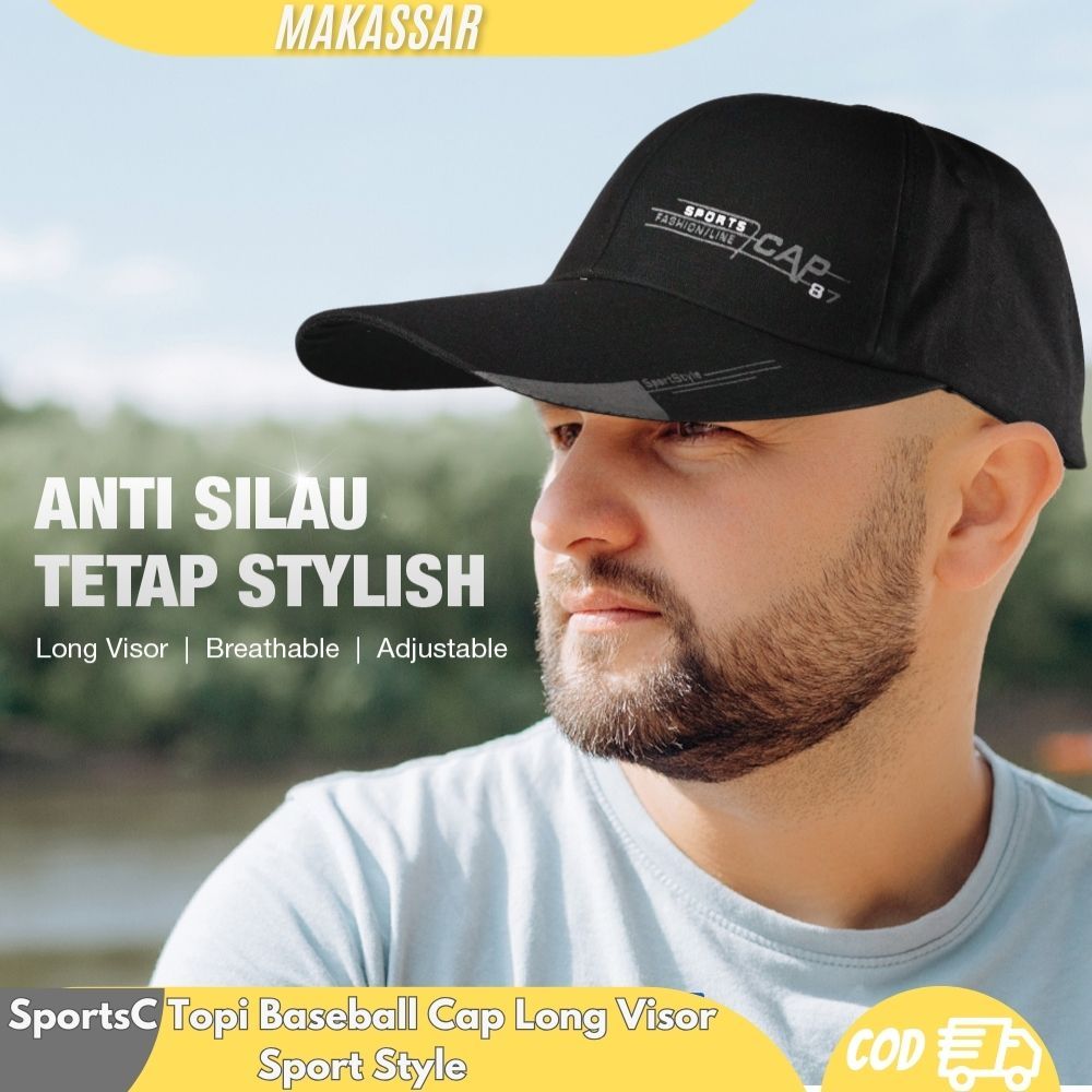 SportsC Topi Baseball Cap Long Visor Sport Style / Topi Baseball SportsC Topi Visor Panjang Gaya Ola