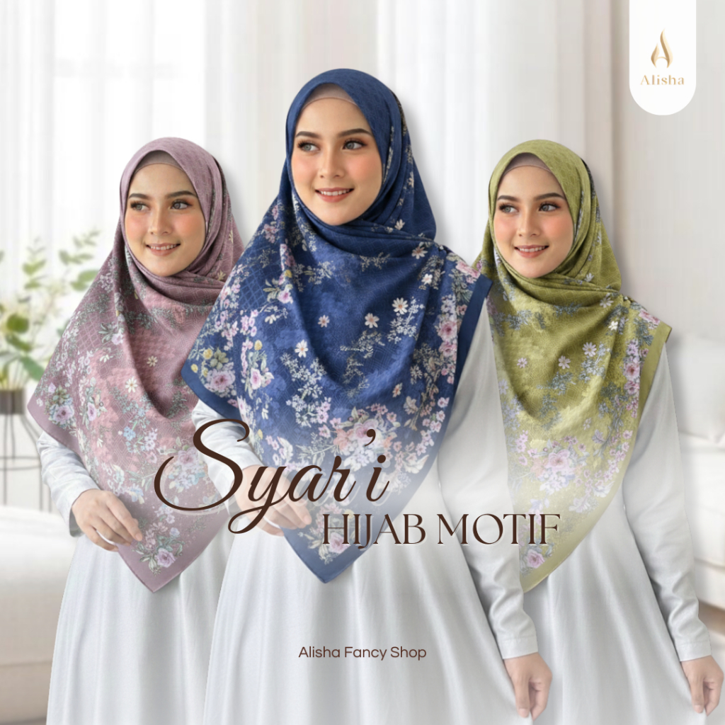 Hijab motif Qback syar'i - Botanical Series - Alisha Fancy Shop