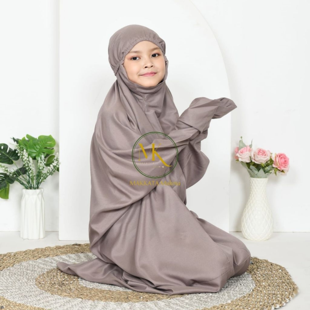 MAKKATAmukena - Mukena Terusan Katun Polos Anak SD