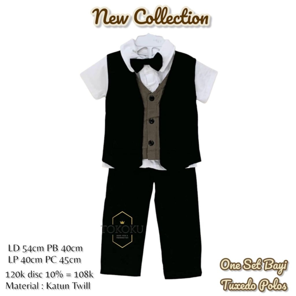 TOKOKU One Set Anak Laki - laki Tuxedo Polos Rayon Kaos Twill Premium