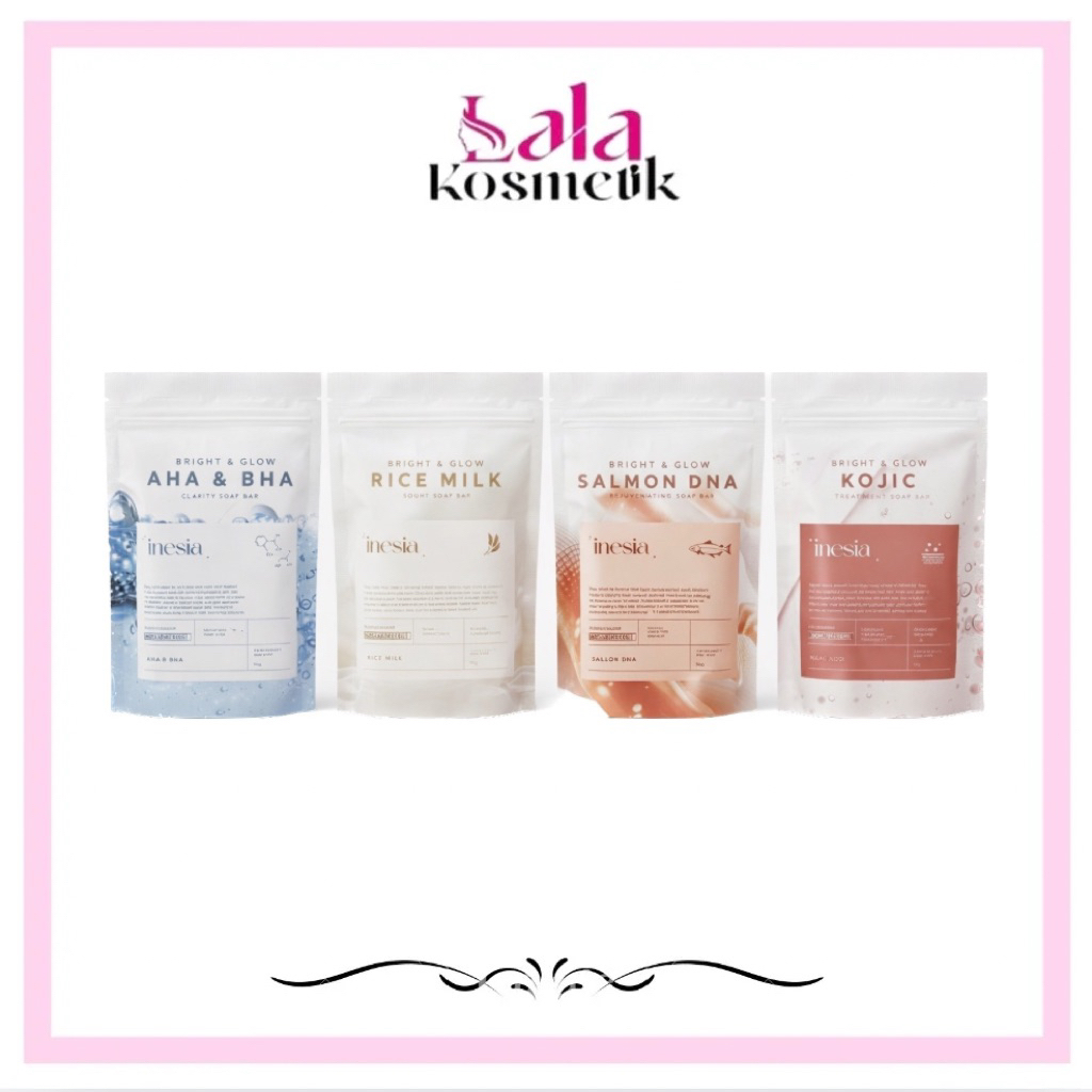 Inesia Bright & Glow soap - Inesia AHA & BHA Transparant soap Bar - Inesia Rice Milk soap bar - Ines