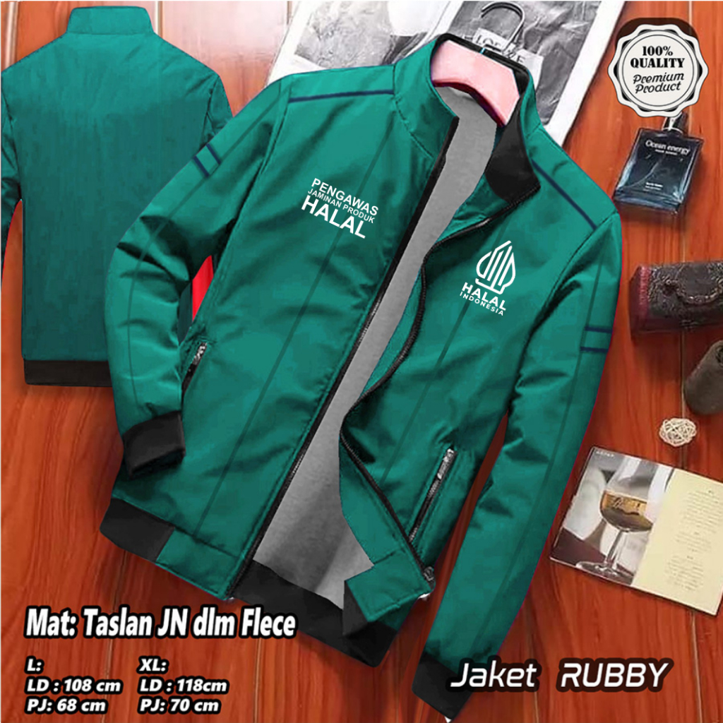 JAKET PRODUK HALAL / JAKET PENGAWAS PRODUK HALAL / JAKET HALAL BAHAN PARASUT / FREE CUSTOM SABLON