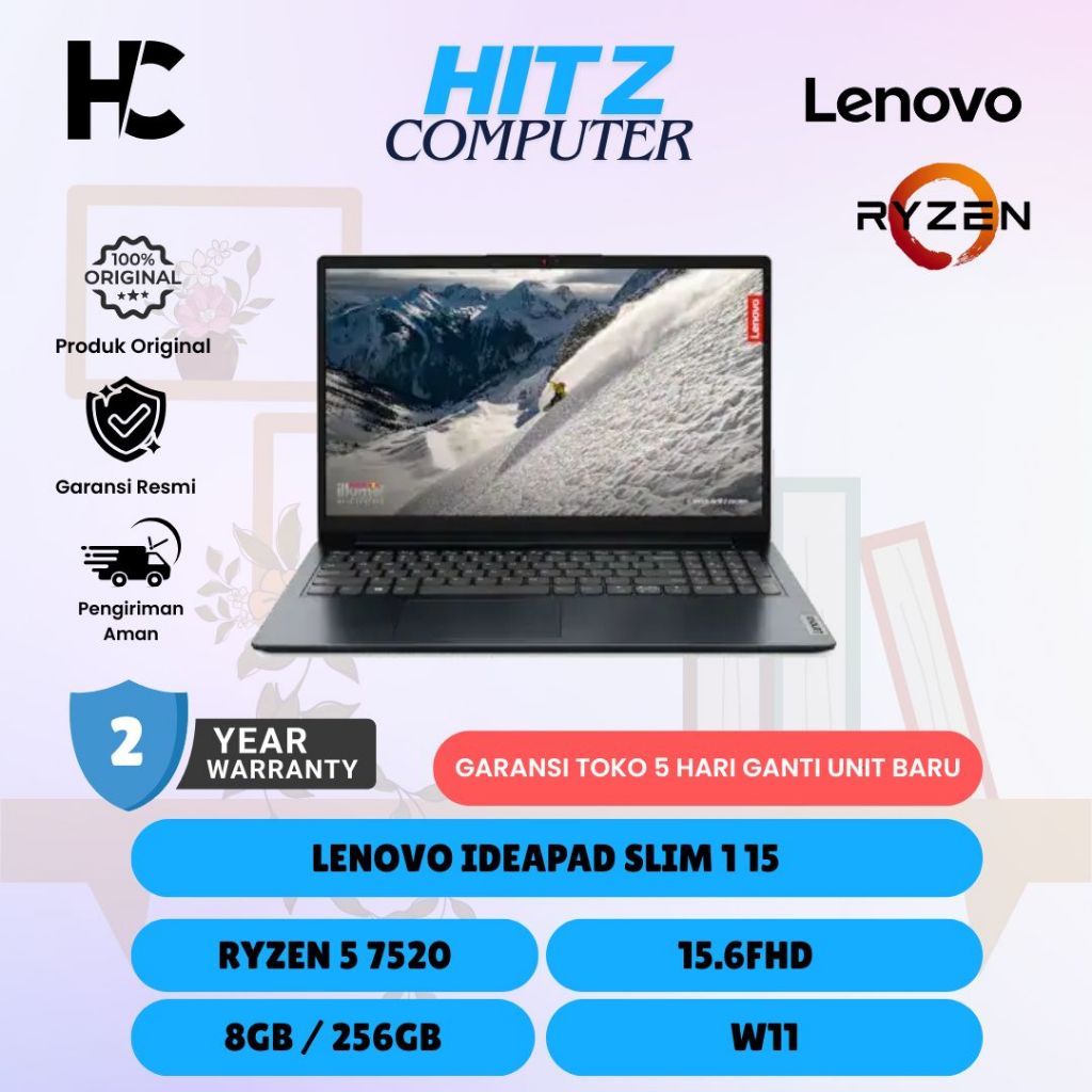 LENOVO IDEAPAD SLIM 1 15 RYZEN 5 7520 8GB 256GB W11 15.6FHD