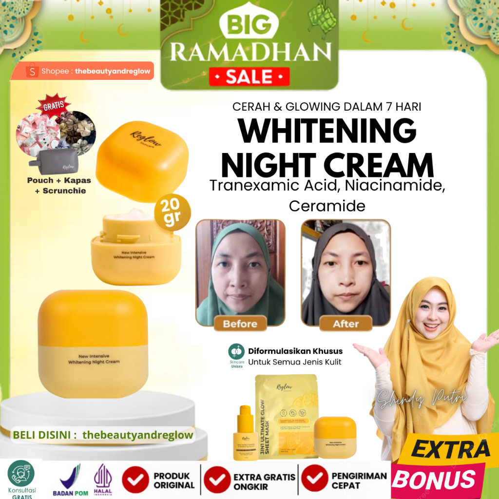 Krim Malam Reglow Skincare Original dr Shindy Pelembab Wajah Sensitif Kulit Berminyak Kering