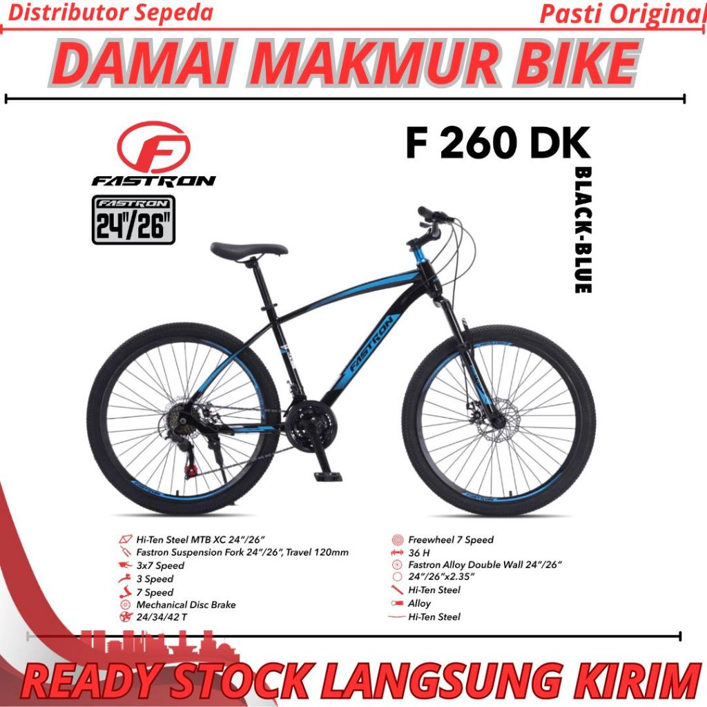 Sepeda Gunung 26 MTB FASTRON F 260 DK DISC BRAKE 21SPEED