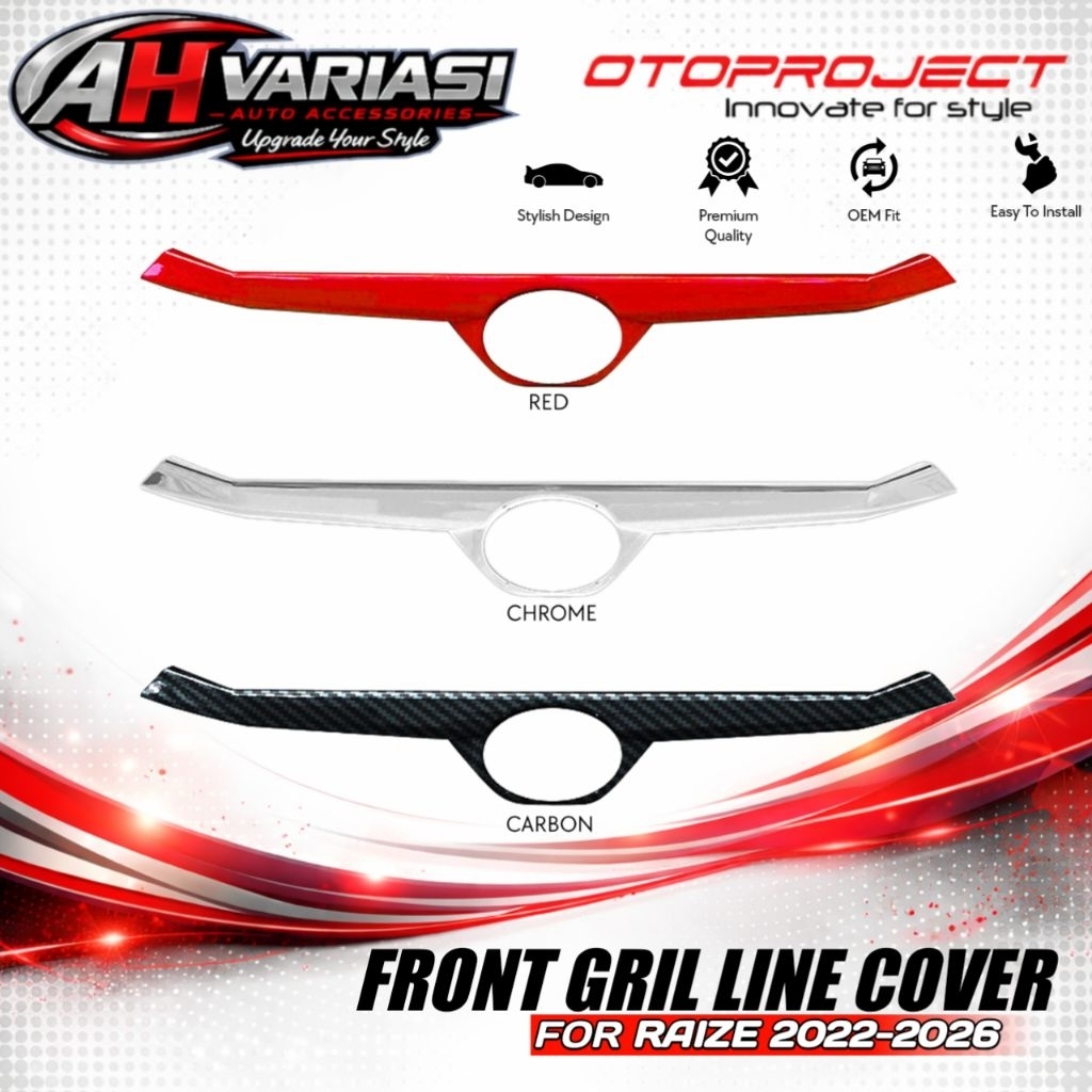 Raize 2022-2025 - Cover List Front Grill Line Raize Carbon , Merah ,Chrome Otoproject