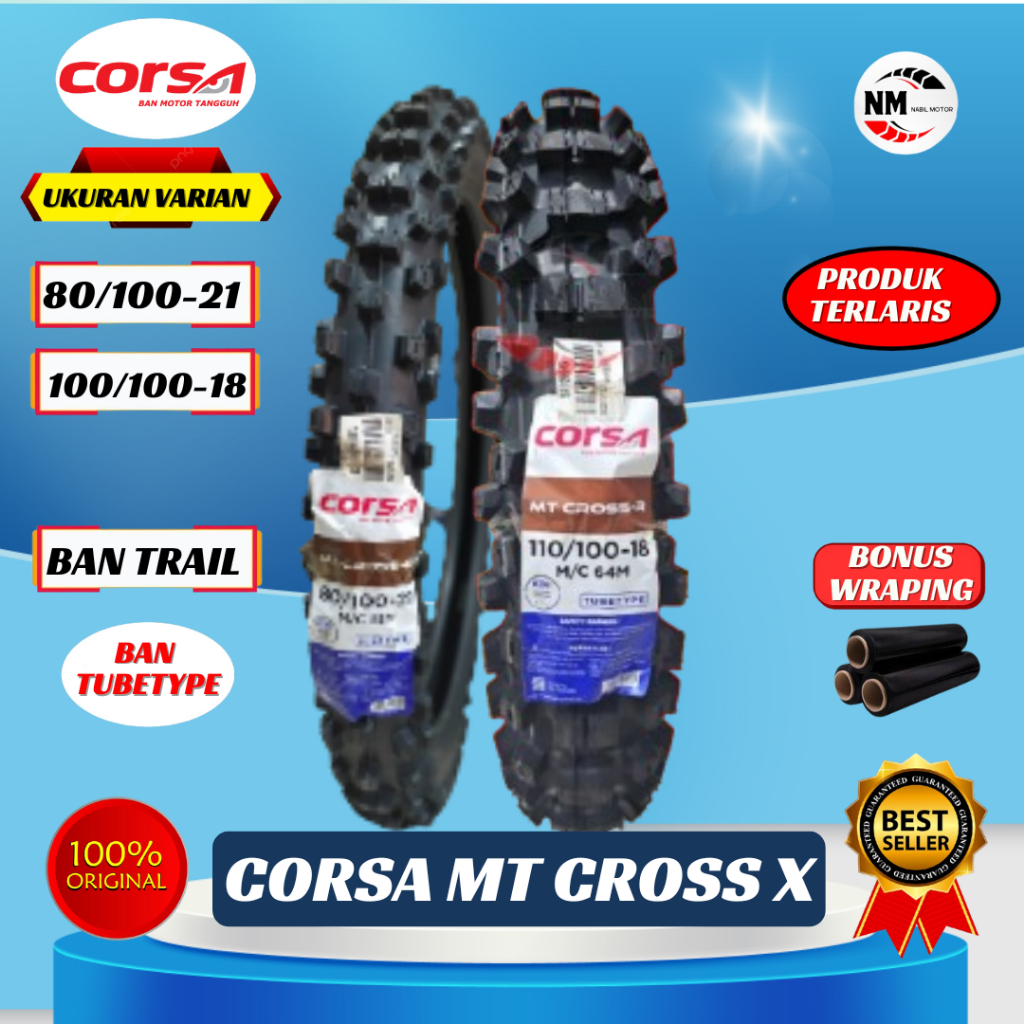 Ban Luar Motor Trail Corsa MT Cross-X 100/100 110/100 ring 18 ban luar belakang rear motor cross  tr