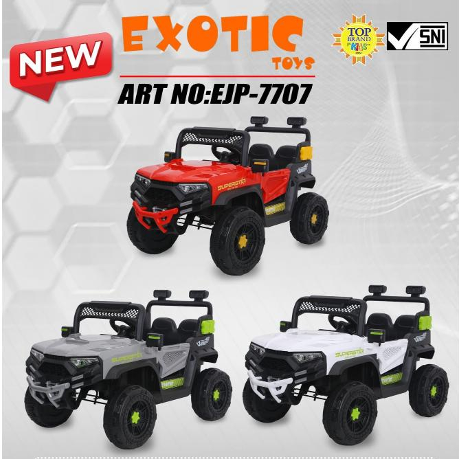Mainan Anak Mobil Aki Jeep Exotic EJP 7707 Ban Plastik - EJP 7707+ Ban Eva