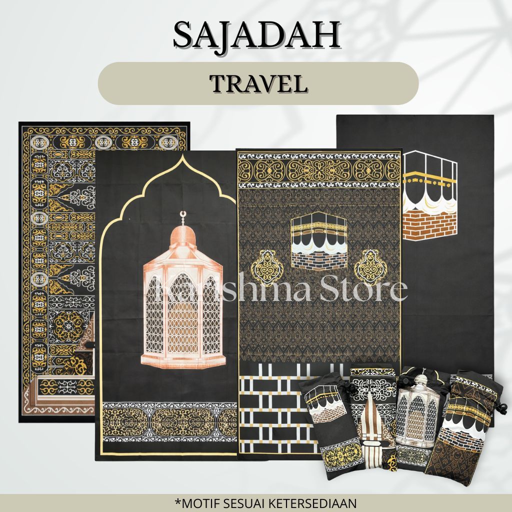 SAJADAH TRAVEL - SAJADAH TRAVEL HITAM DENGAN POUCH SERUT - SAJADAH UMROH - SAJADAH TRAVEL JUMBO