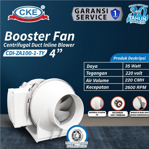 Inline Duct Fan Plastik 4" Inch Kipas Booster Ventilasi Extractor Fan
