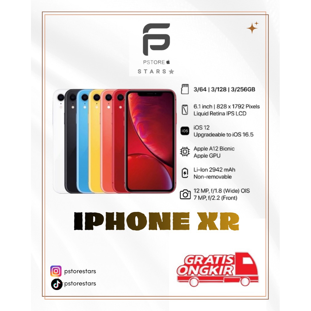 Handphone iPhone XR 64GB Hitam/Kuning/Orange/Putih/Merah/Biru