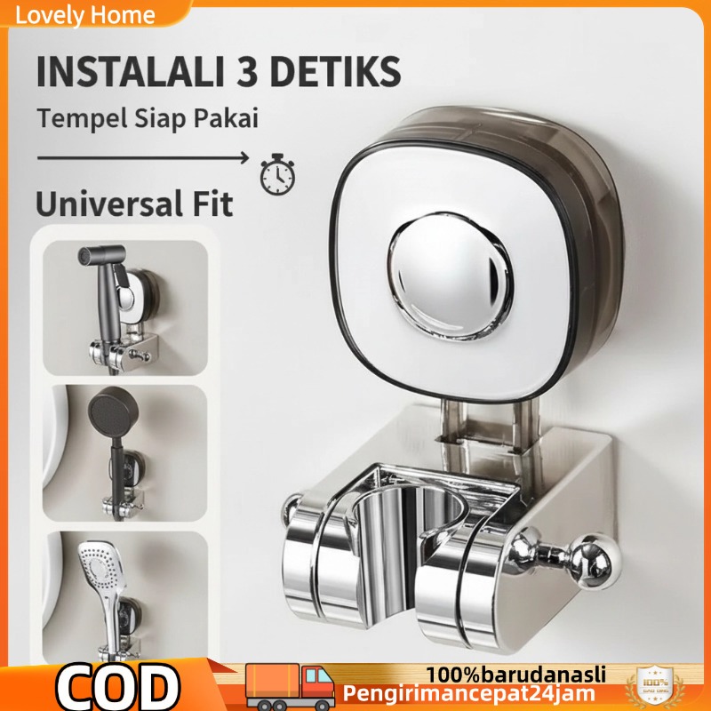 Penahan Shower Vakum  Holder Kepala Shower Anti Karat Dudukan Shower Fleksibel Tanpa Bor untuk Kamar