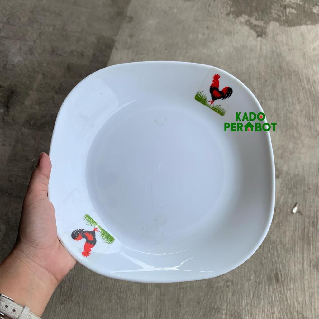 Piring Plastik Ayam - Piring Putih Motif Ayam Plastik - Piring Makan