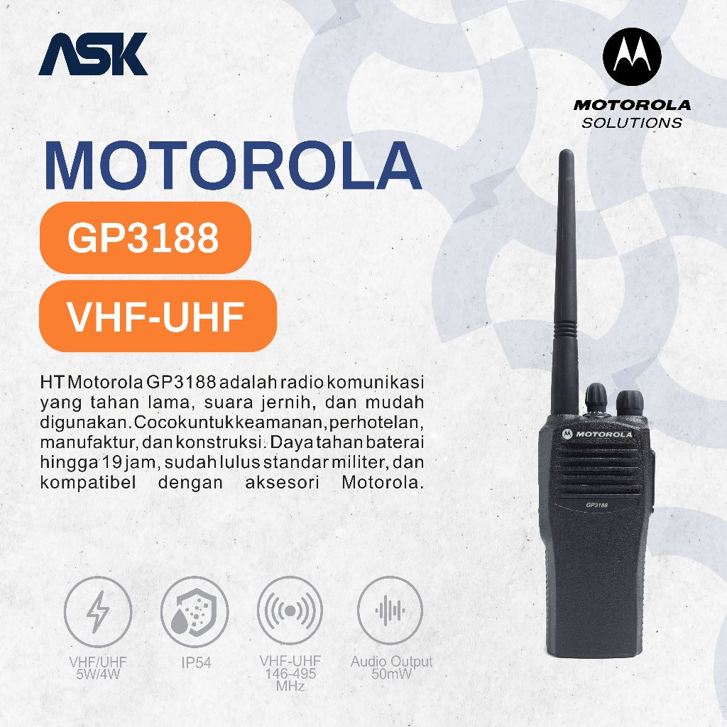 Handy Talky GP3188 MOTOROLA / HT GP 3188 MOTOROLA