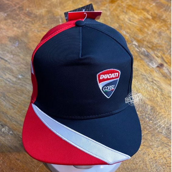 Topi Baseball Ducati Corse Original Moto GP Merchandise Topi Ducati Black White Red premium