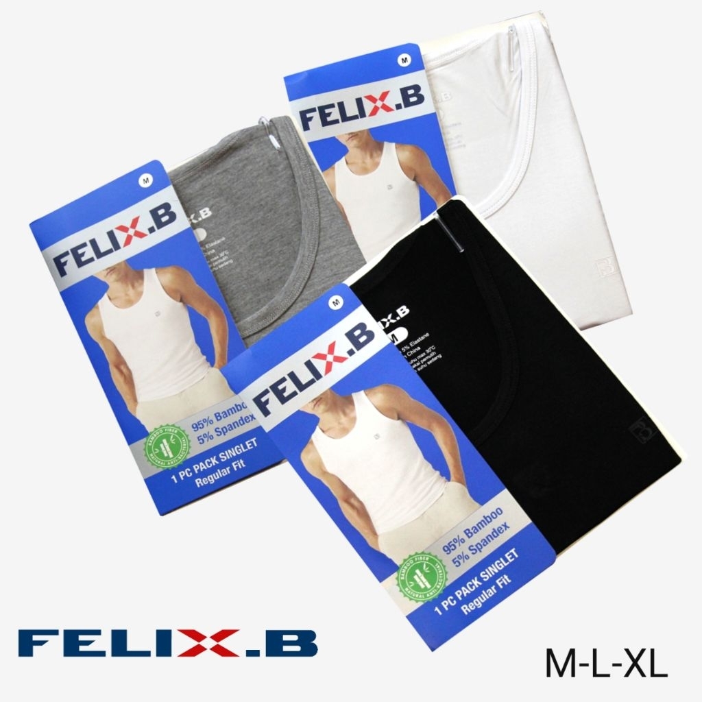 Felix.b Kaos Dalam Singlet Pria Bahan Bamboo Spandex FB 3707 isi 1 pcs