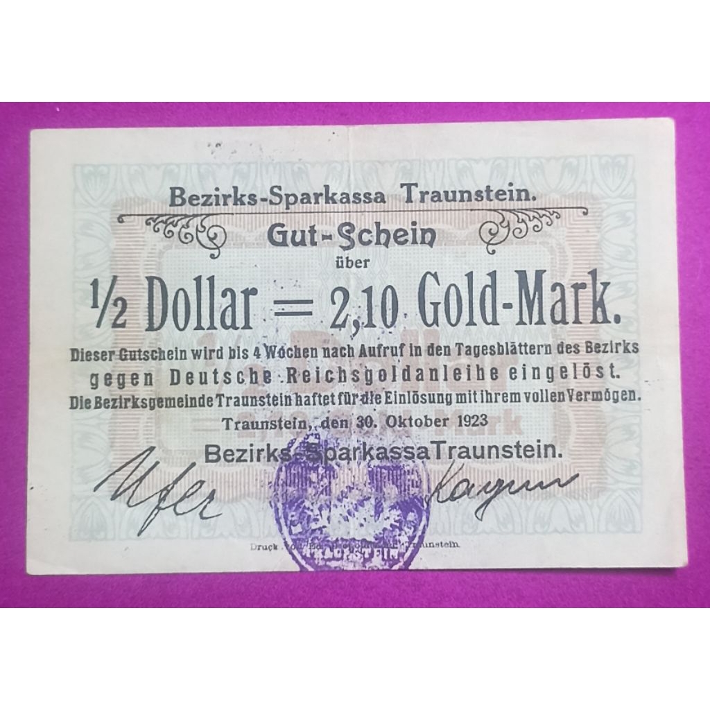 UANG KERTAS JERMAN 2.1O GOLD MARK