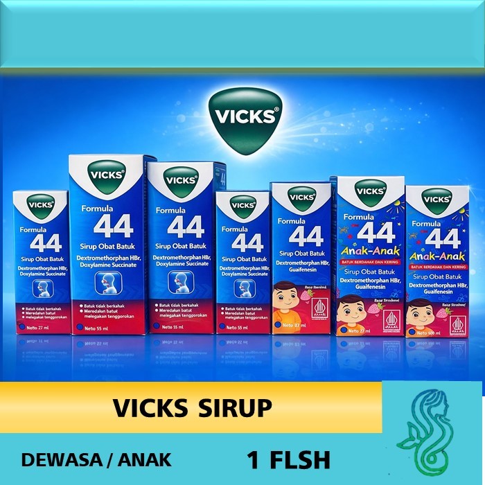 1 FLSH VICKS FORMULA 44 DEWASA/ANAK SYRUP OBAT BATUK PILEK ALL VARIAN 27ML 54ML 100ML