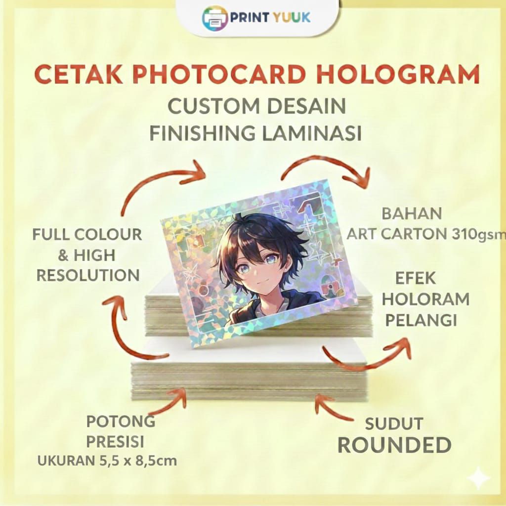 photocard Hologram Custom 1sisi dan 2sisi