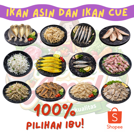 Aneka Ikan Asin INSTAN KIRIM Ikan Cue Tongkol/Tawar/Sepat/Teri Medan/Cumi Asin/Gulamo/Kalapan Belah/