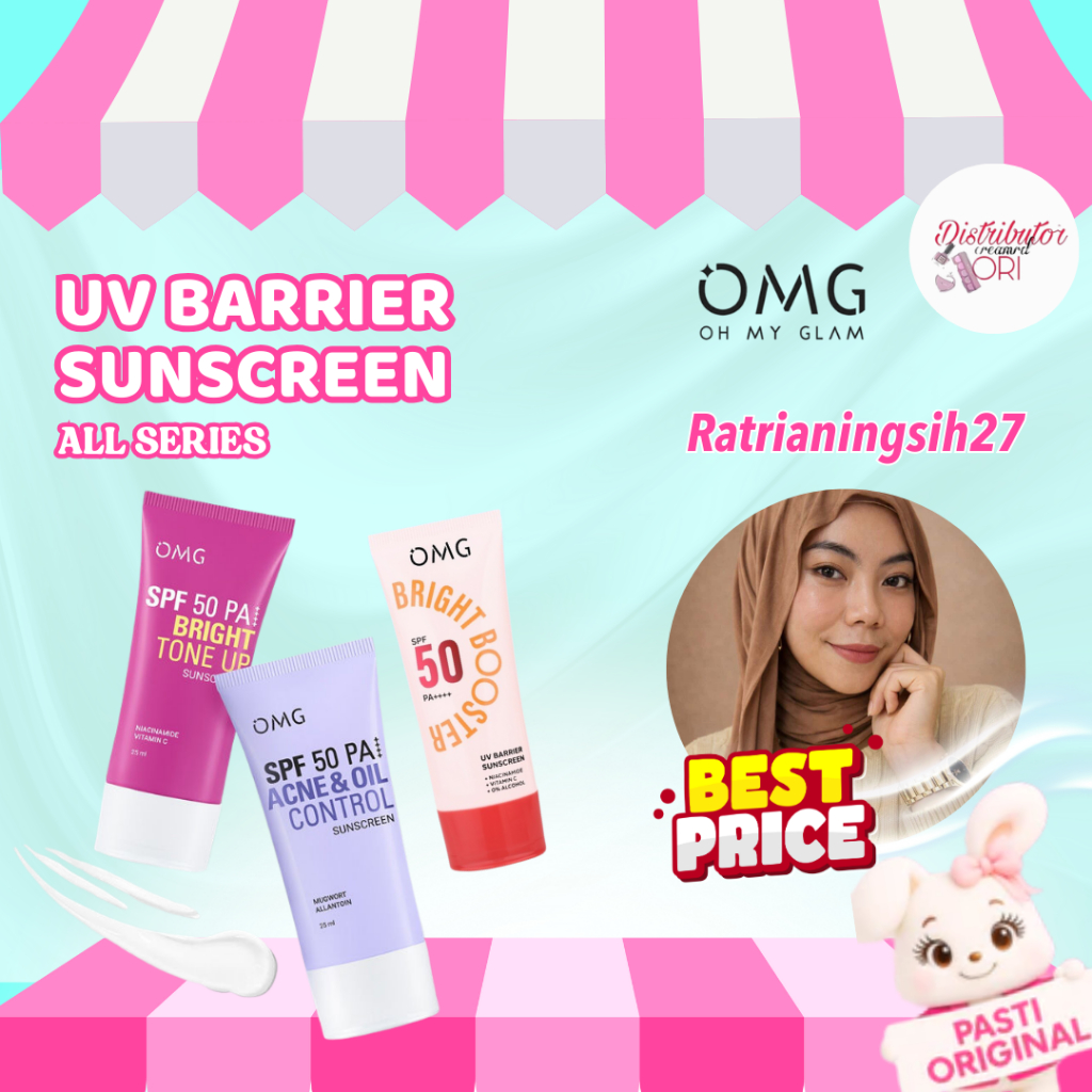 Distributor Cream Ori X Ratrianingsih27 -OMG Oh My Glow UV Barrier Bright Acne Sunscreen SPF 50 PA++