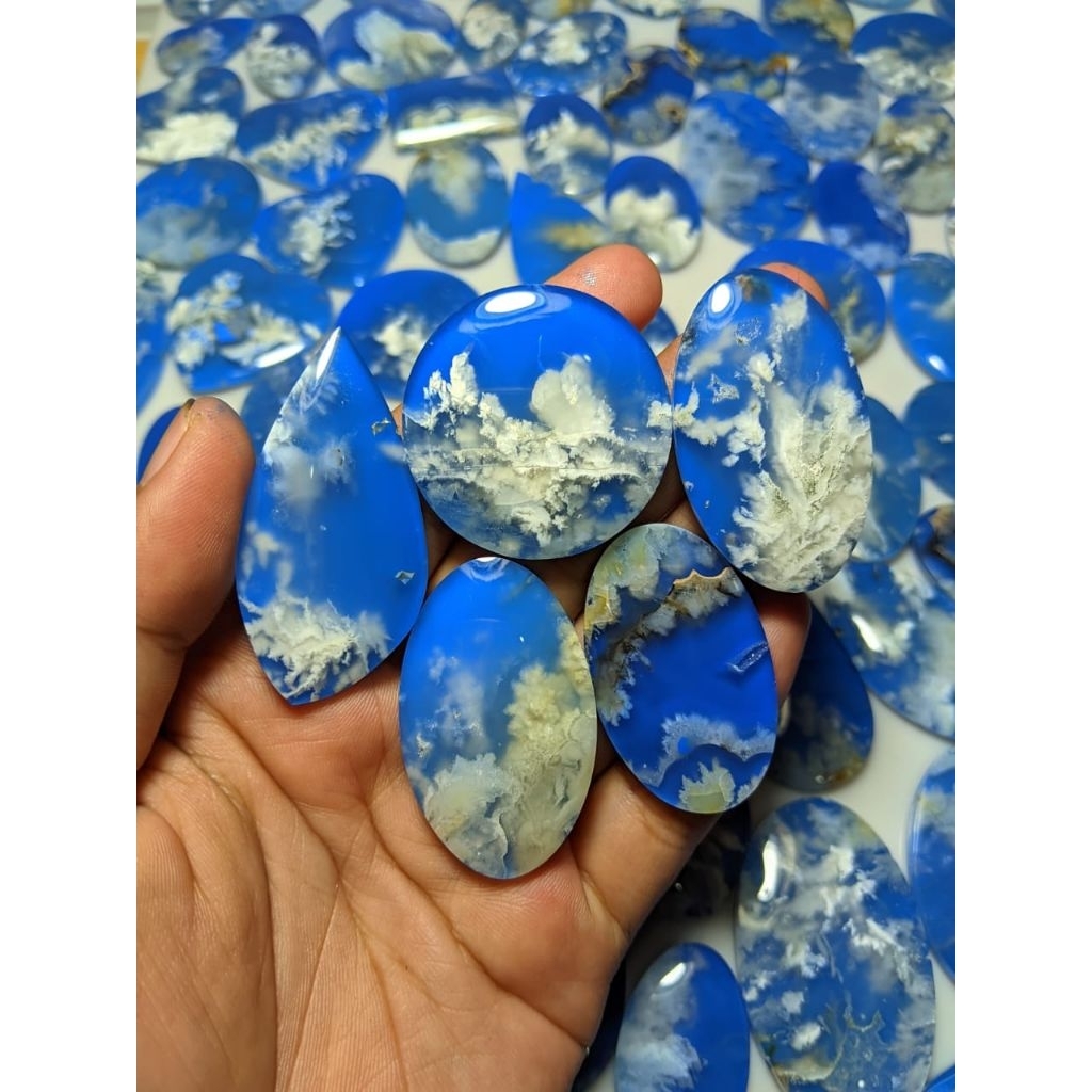 batu snow moss agate doublet paket 100 pcs