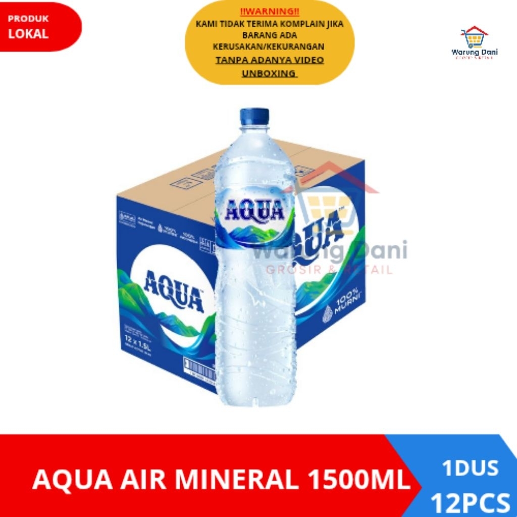 Aqua Botol Air Mineral Botol 1500ml/1.5 Liter - 1Dus
