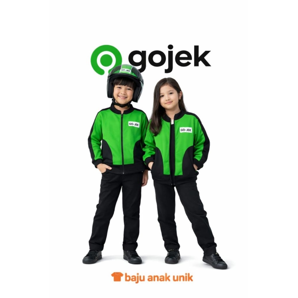 BAJUANAKUNIK / JAKET GOJEK / SERAGAM GOJEK / KOSTUM PROFESI ANAK / KOSTUM PAWAI ANAK