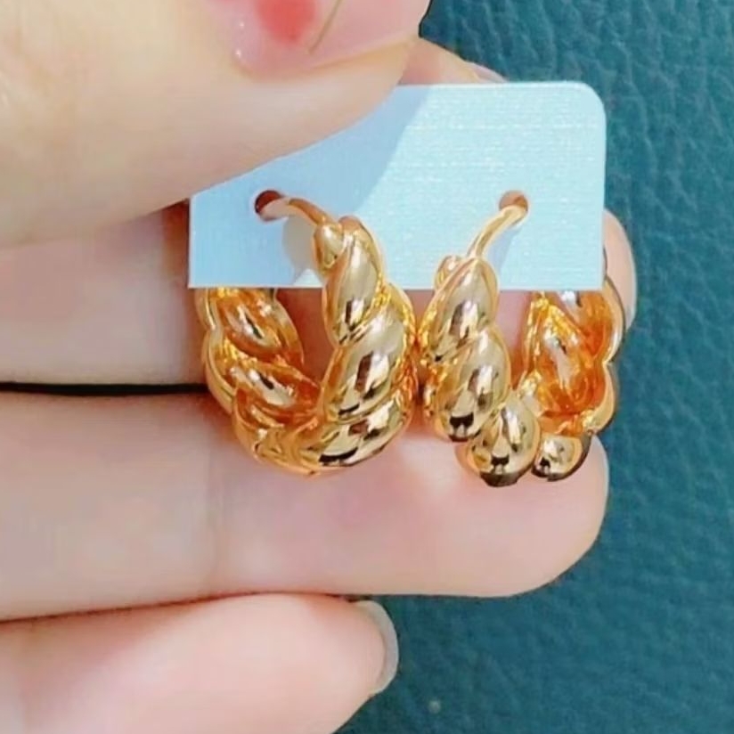 Anting Hoop Emas Perak Elegan Anting Sederhana Wanita Mewah