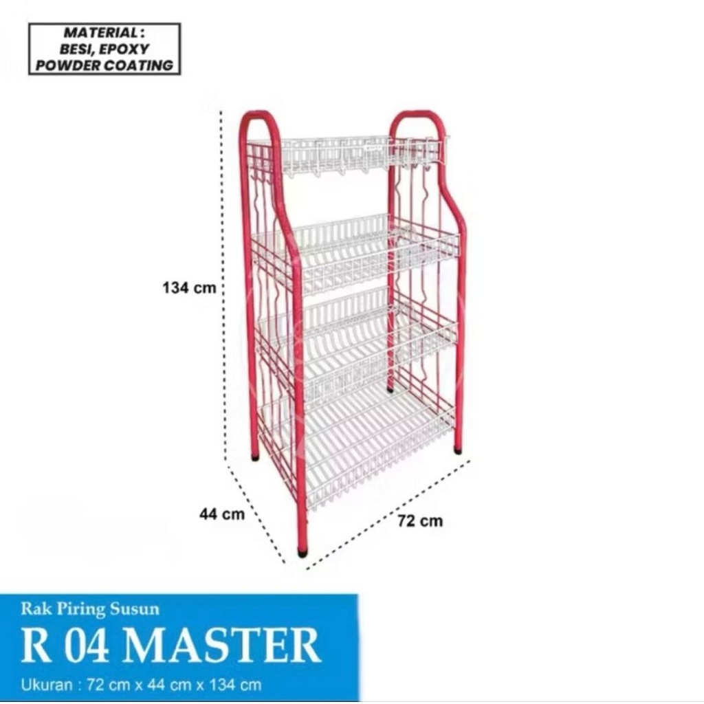 Rak Piring Master | R 04 Master | Rak Piring Besi | Tempat Piring | Rak Gelas Rak Panci | Tempat Waj