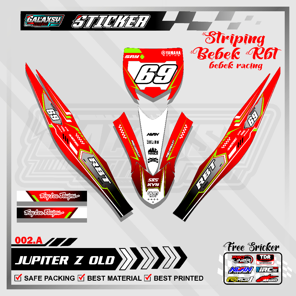 STICKER STRIPING RBT JUPITER Z BURHAN MOTIF RACING SEMI FULL MODIF SUPERMOTO GLX 002