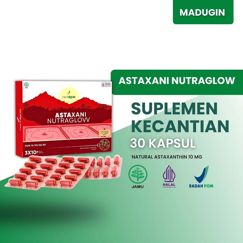 astaxanthin 10 mg suplemen kecantikan kulit anti penuaan nutraglow