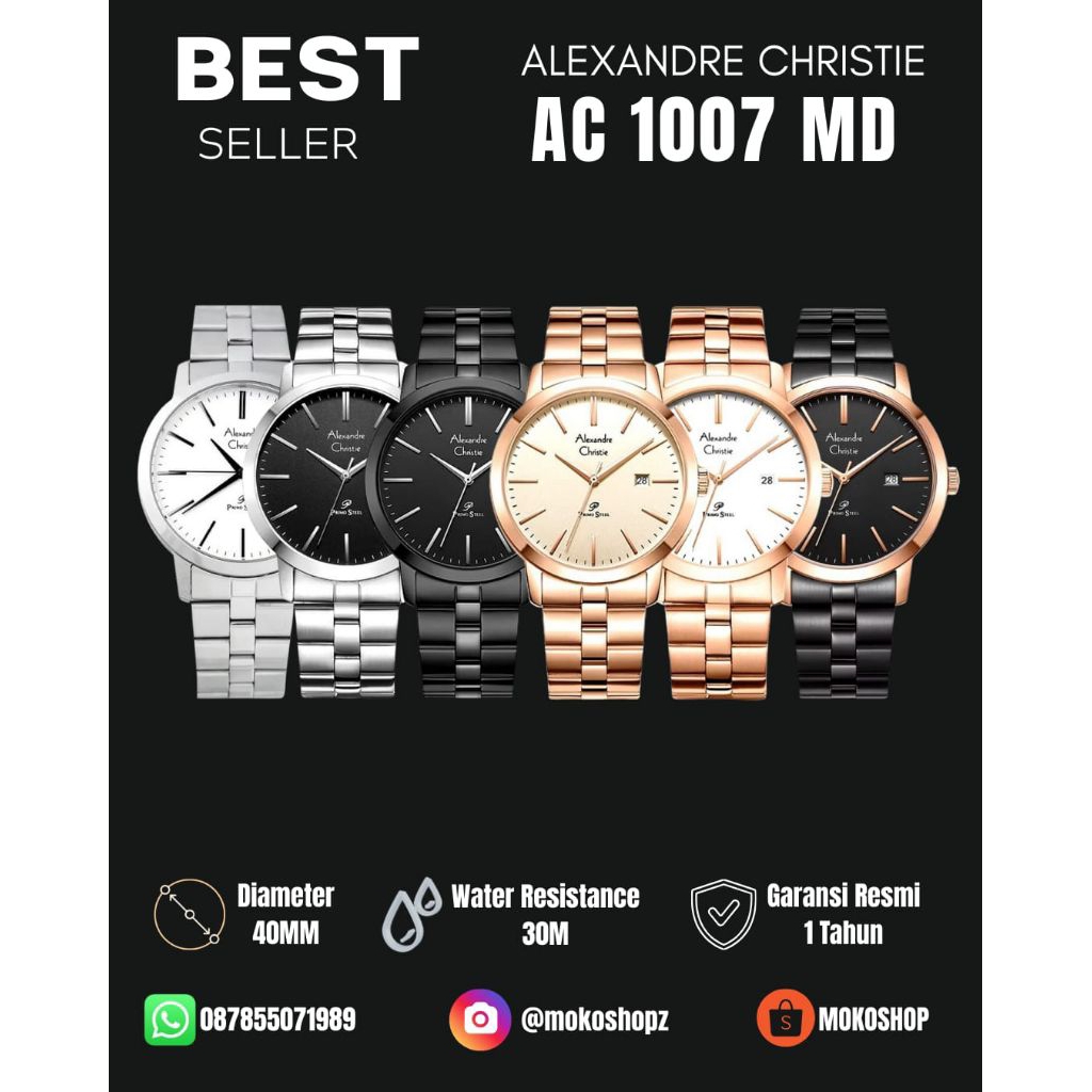 Jam Tangan Pria Alexandre Christie AC 1007 Primo Steel Series Original Garansi Resmi
