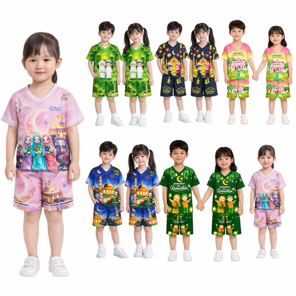 Setelan baju lebaran anak cewek cowok untuk usia 1-12 tahun/setelan jersey anak/bahan milano dryfit 