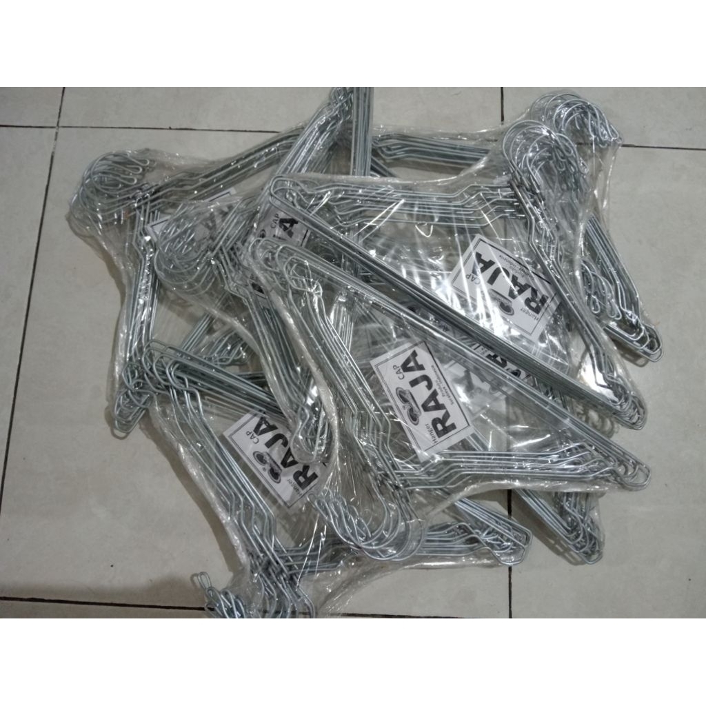 (12 Pcs) Hanger Gantungan Baju Raja Dewasa / Hanger Kawat Raja Tebal / Gantungan Baju Besi