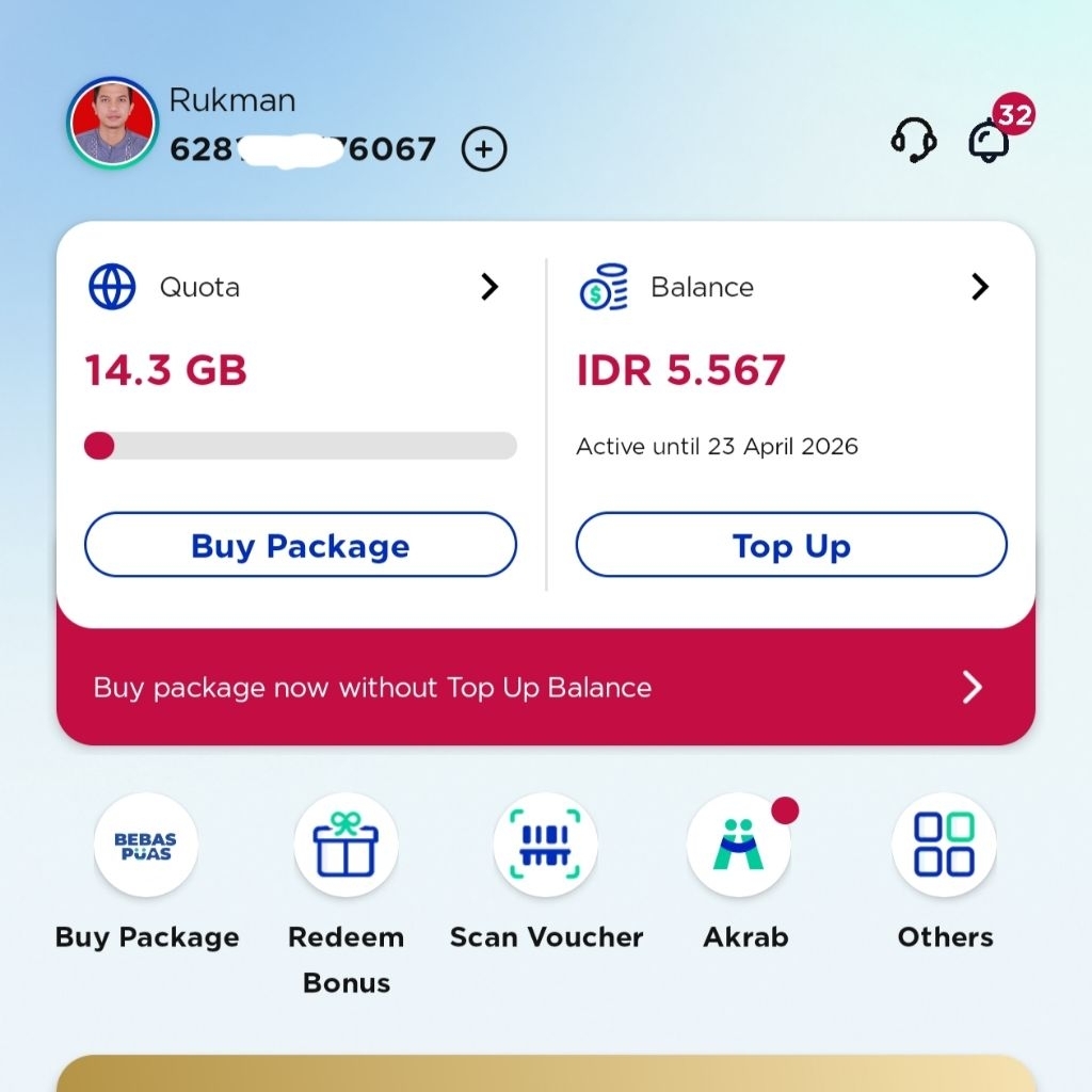Kartu Perdana XL, Paket Akrab XXL diskon 70%
