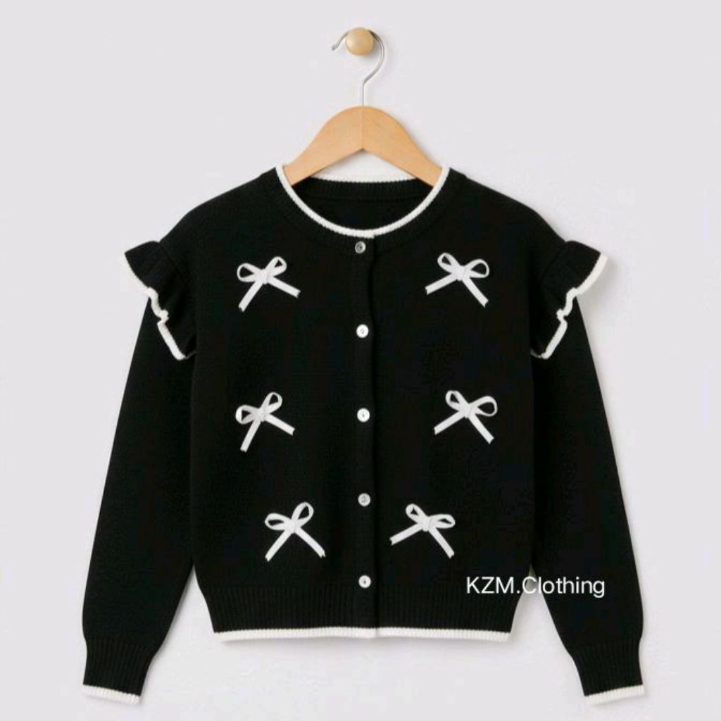Baju Sweater Cardigan Rajut Anak Perempuan Usia 6-12 Tahun Lengan Panjang Cantik Korean Style