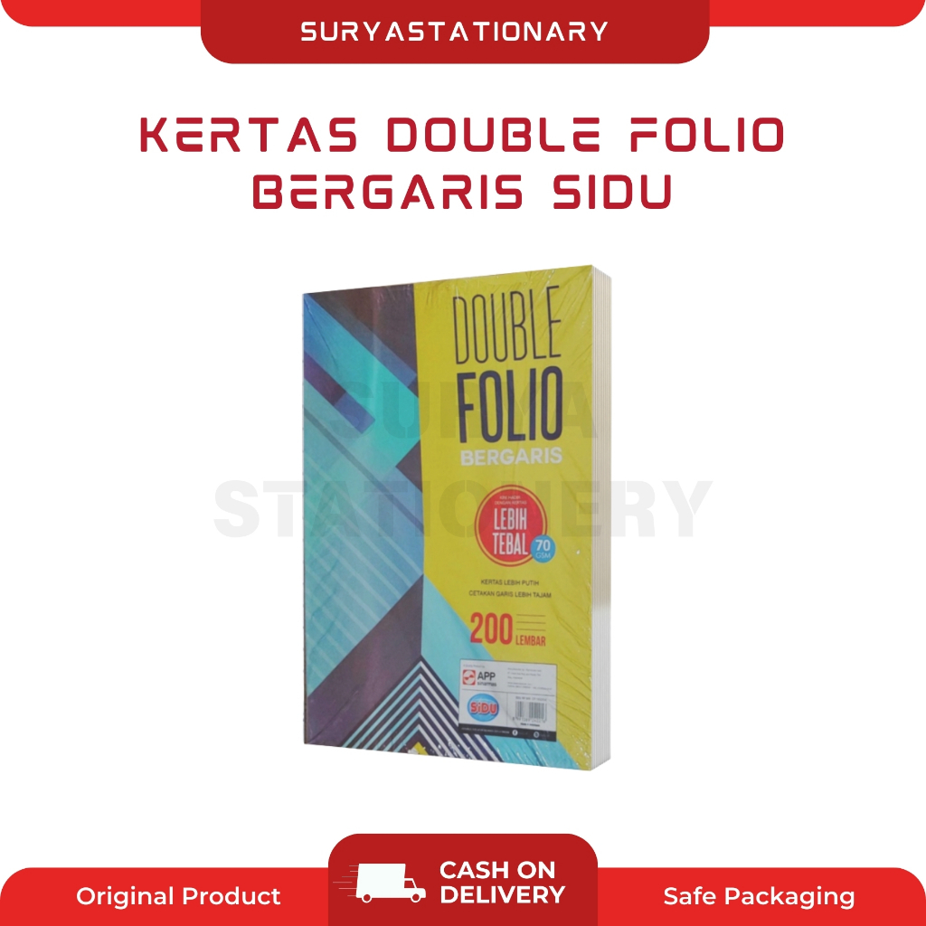 SIDU KERTAS DOUBLE FOLIO BERGARIS (PAK) /DOUBLE FOLIO SIDU 200 LEMBAR / DOUBLE FOLIO