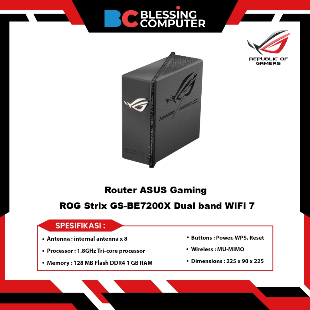 Router ASUS Gaming ROG Strix GS-BE7200X Dual band WiFi 7