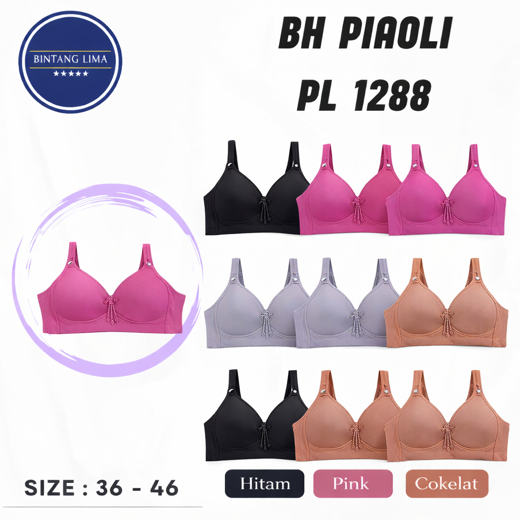 BH BRA Piaoli Cup Besar | BH Wanita Kait 3 | Lembut | jumbo | big size | model tali sport | import