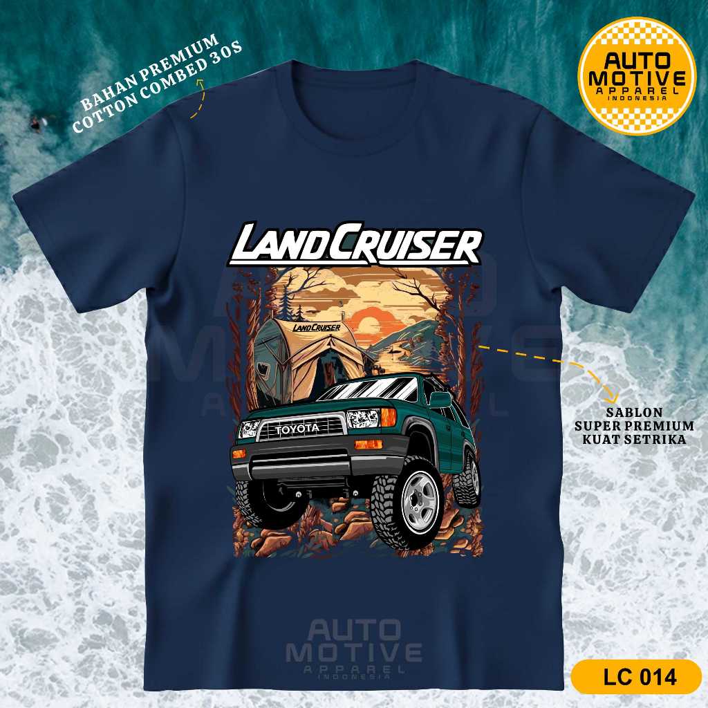AUTOMOTIVE APPAREL Kaos Land Cruiser FJ80 Tshirt Baju Mobil Toyota Land Cruiser LC VX80 LC014