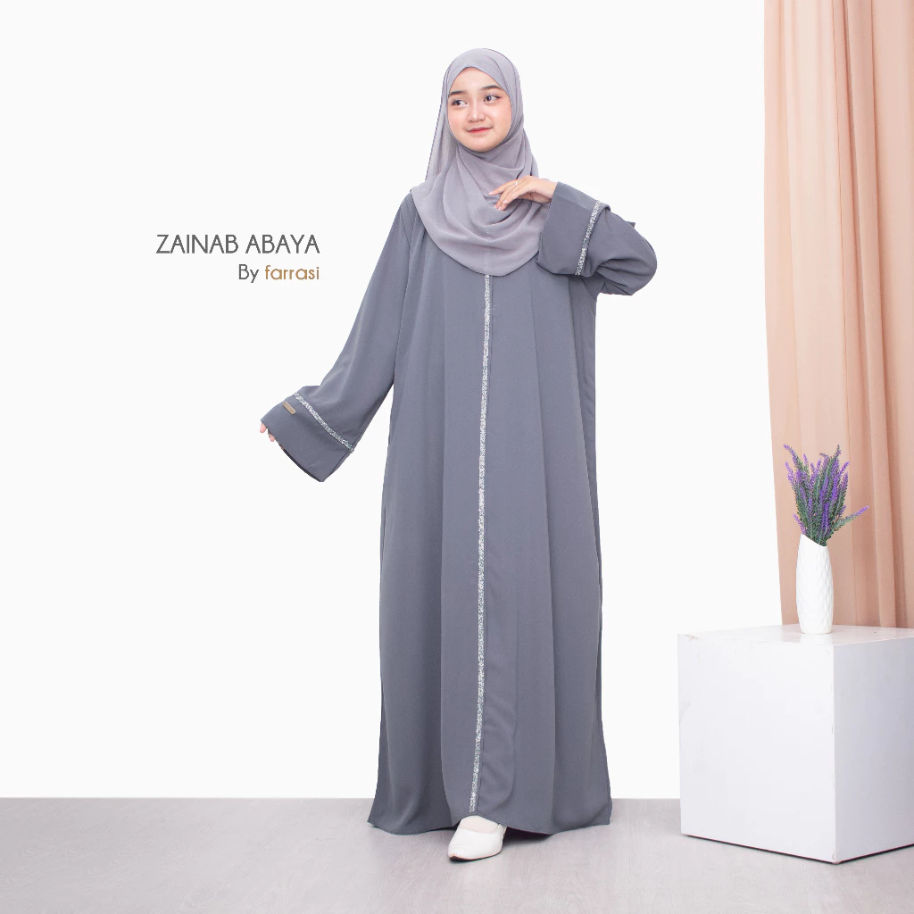 Farrasi Abaya Zainab Wolfis Premium Resleting Depan