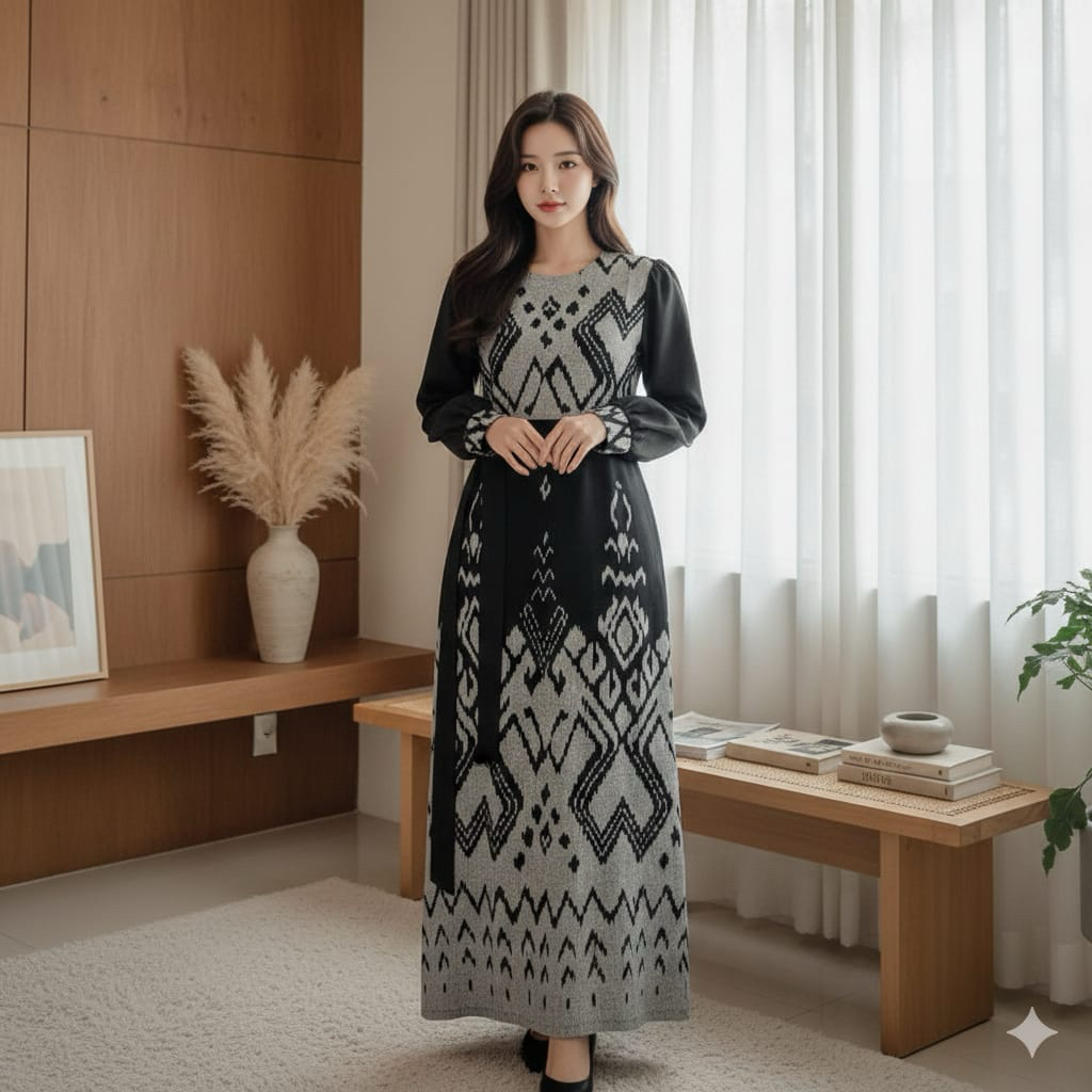 Gamis tenun Jepara gamis raya terbaru gamis Lebaran terbaru gaun wanita gamis kondangan baju pesta w