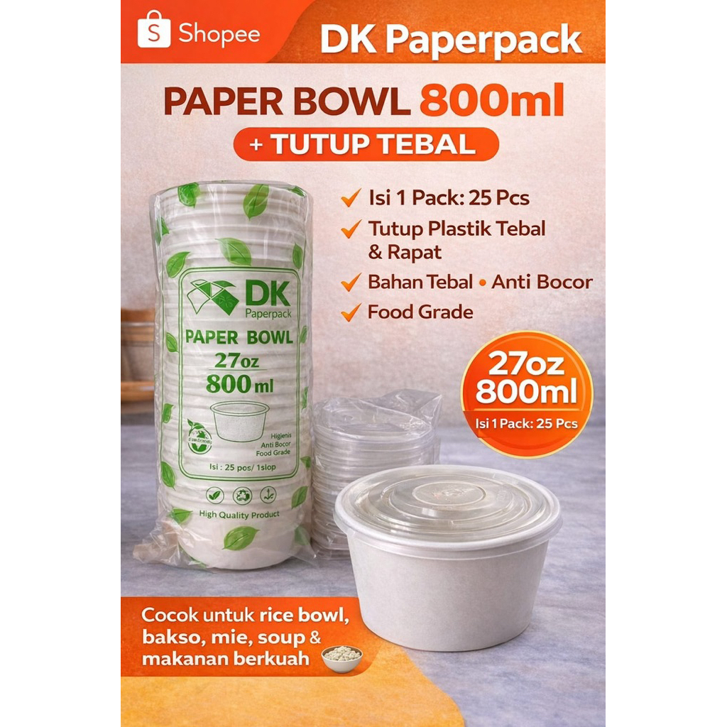paper bowl 800 ml 24 oz tebal 800ml 24oz mangkok mangkuk kertas