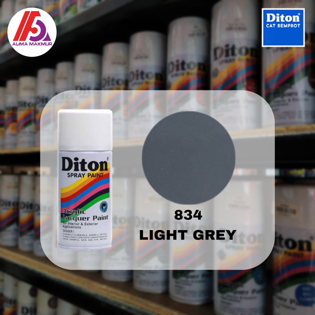 Diton Acrylic 834 Light Grey 300cc / Pilok Diton Light Grey / Cat Semprot Grey