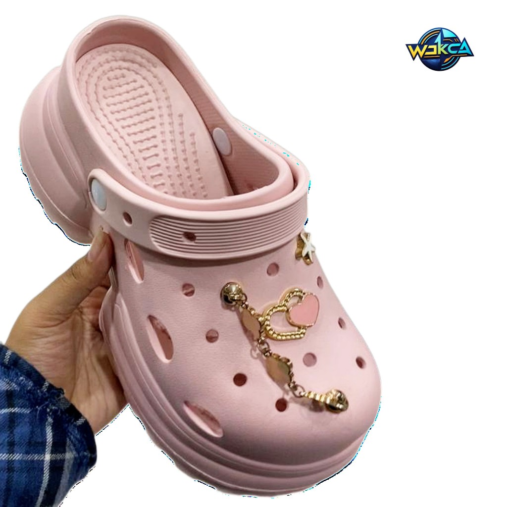 Sandal Wanita Model Baim Fashion Hiasan Tali Tali Rantai Love Bahan Karet Evarubber Empuk Nyaman War