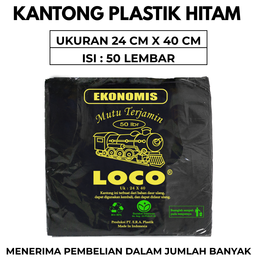 Kantong Plastik Kresek Warna Hitam Plastik Loco Ekonomis  Uk 24 x 40
