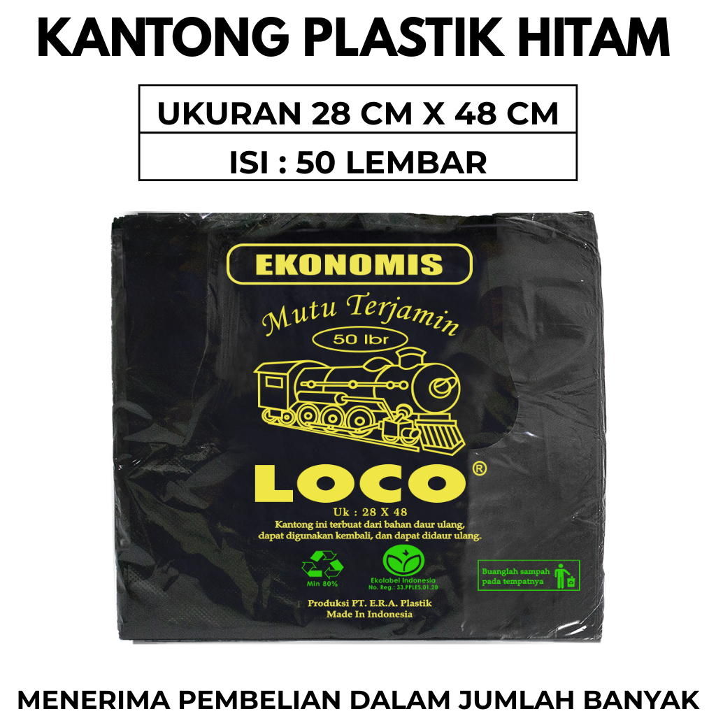 Kantong Plastik Kresek Warna Hitam Plastik Loco Ekonomis  Uk 28 x 48